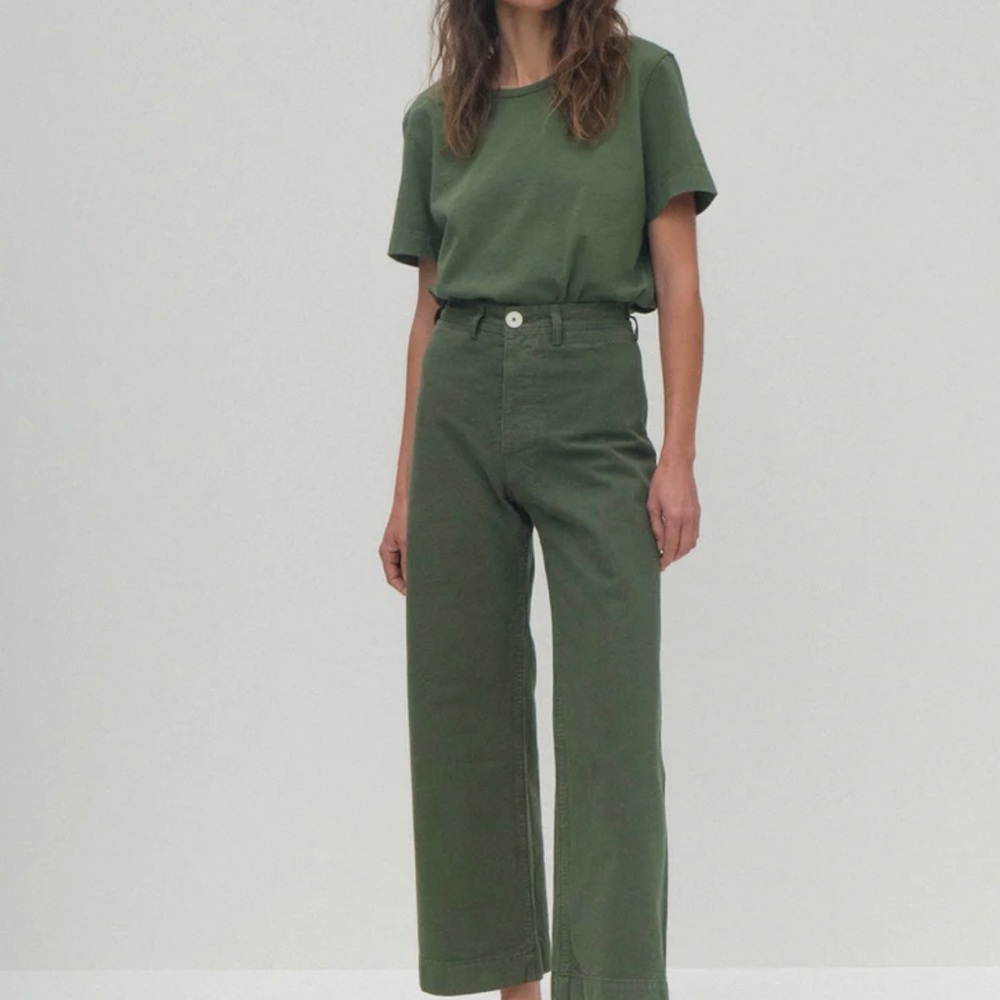 Jesse Kamm Olive Green Button-Front Pants